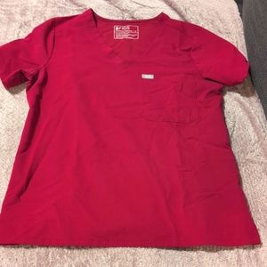 Figs Caterina One Pocket Scrub Top Medium Dark Magenta